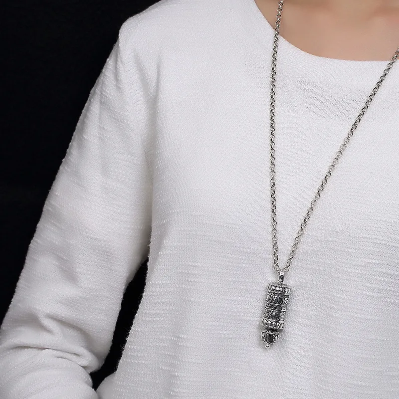 pure silver antique Buddhism six words eight true lucky auspicious boxes box and men's pendants. | Украшения и аксессуары