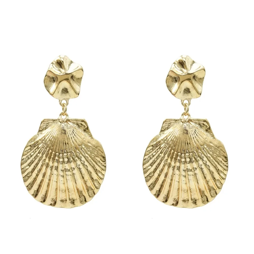 Fashion Vintage Zinc Alloy Shell Geometric Dangle Drop Earrings Gold Brincos for Women Party pendientes mujer moda 2019 | Украшения и