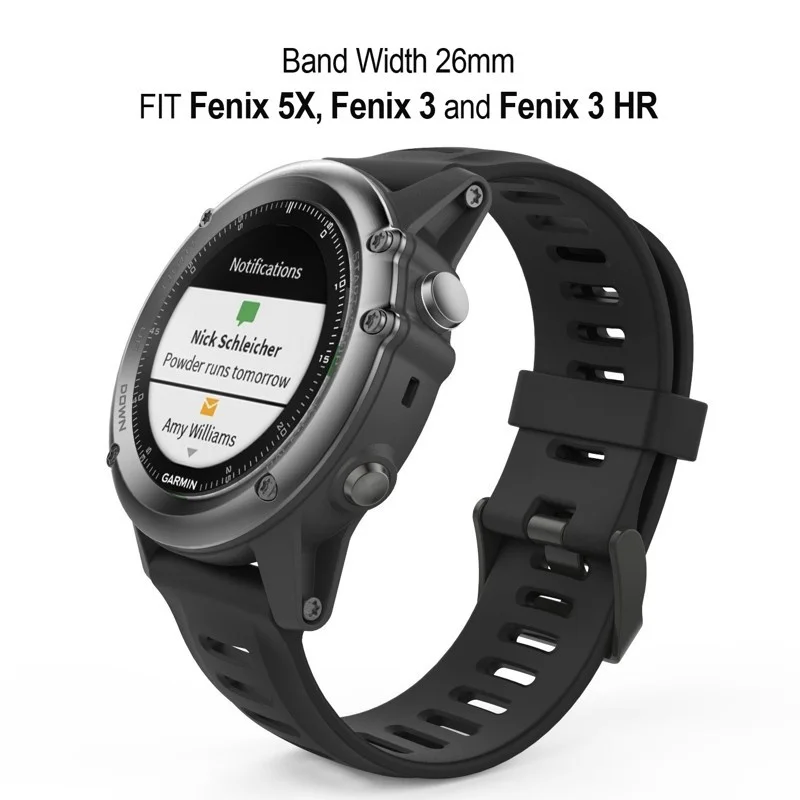Ремешок YOOSIDE для спортивных часов мягкий силиконовый браслет Garmin Fenix 3/Fenix 3 HR/Quatix