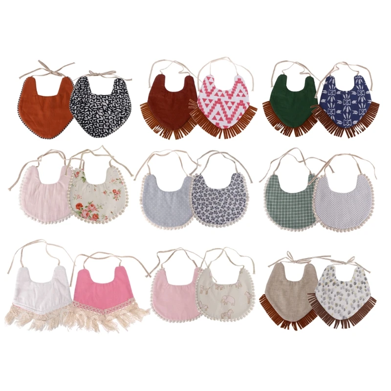 

Baby Double-Sided Printing Tassel Saliva Towel Bandana Triangle Bibs Head Scarf