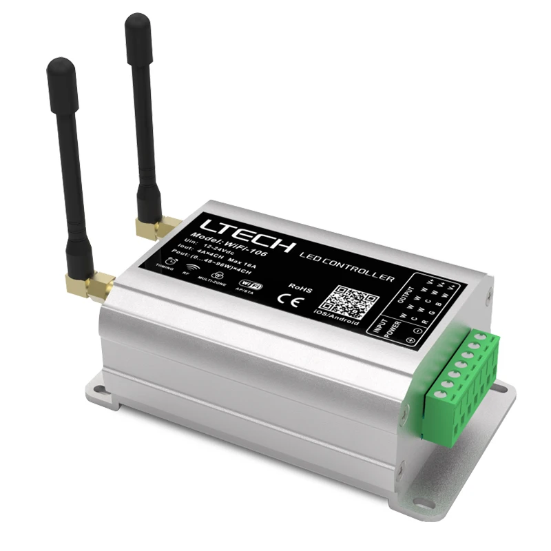 WiFi-106 светодиодный контроллер Wi-Fi с F12 RF пультом дистанционного управления; 2,4 ГГц беспроводной приемник, сенсорная панель светодиодный гибкая светодиодная лента RGB система управления