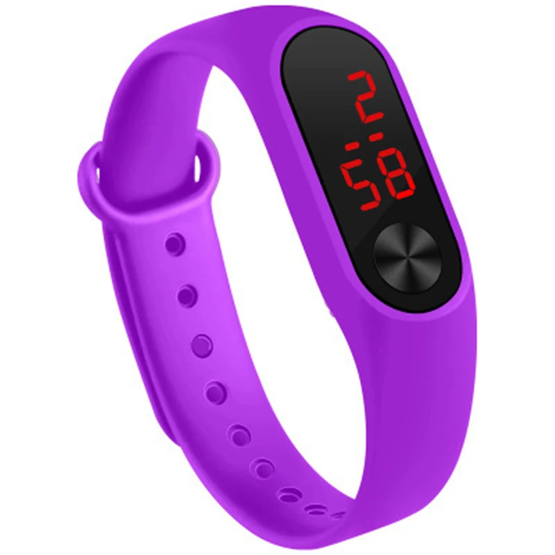 Purple Новые детские часы светодиодные спортивные детские часы цифровые повседневные часы силиконовый браслет наручные часы для мальчиков и девочек ювелирные изделия подарок - Цвет: Purple