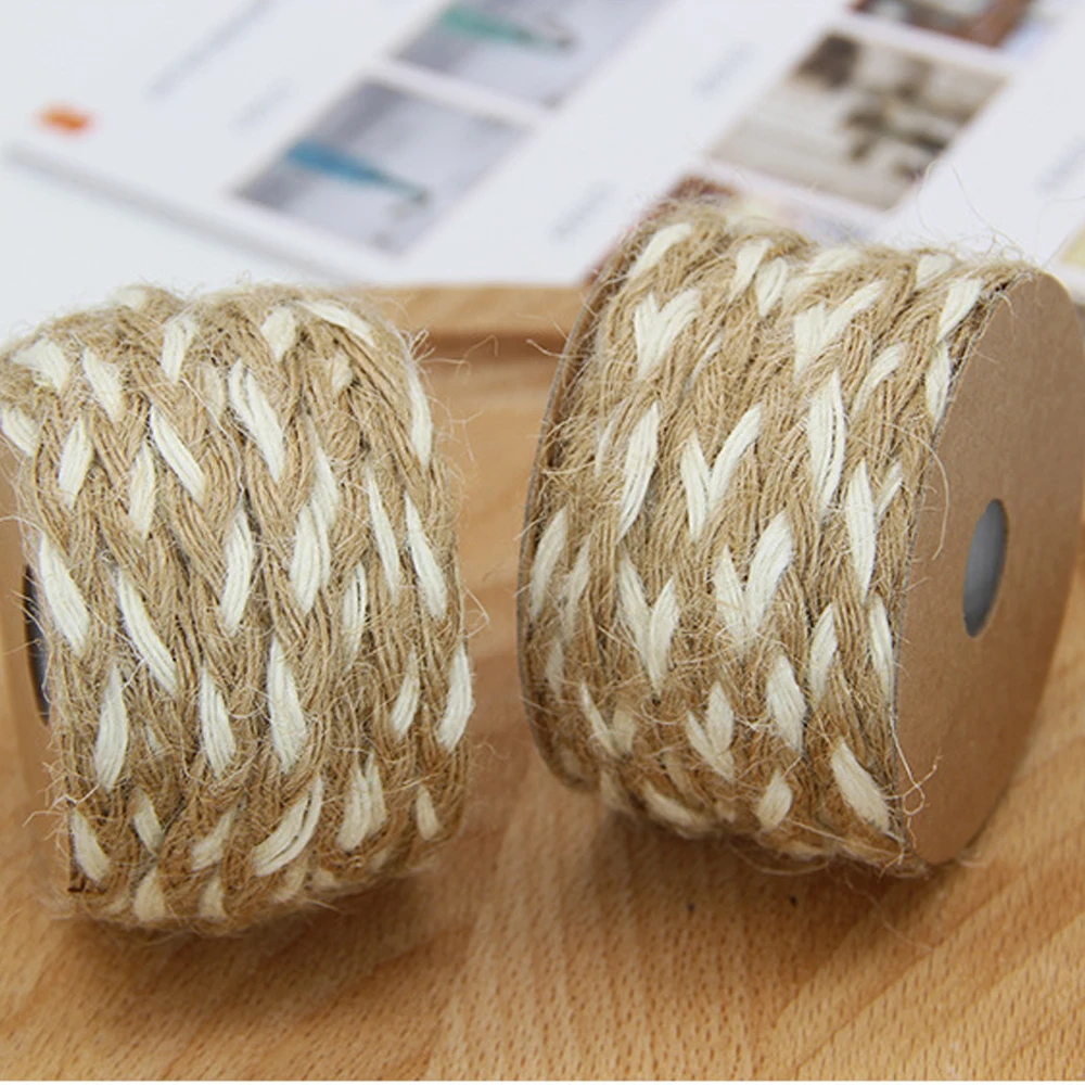 5 м/рулон мм натуральная двухцветная веревка из джутового шпагата для рукоделия