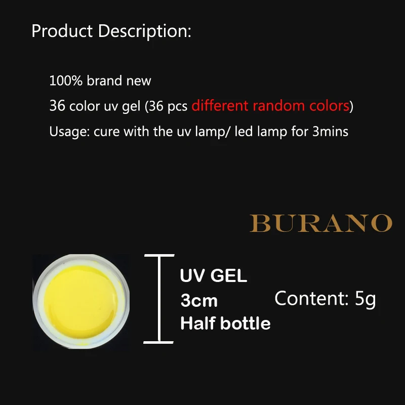 Бурано 36 цветов Гель лак УФ гель для ногтей гелевые наконечники дизайна