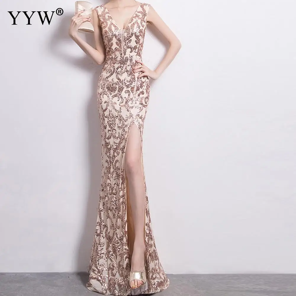 Женское вечернее платье с V образным вырезом черное элегантное длинное цветочным