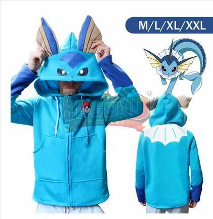 Vaporeon Косплей Легенда Покемон lets go костюм на Хэллоуин Аниме Покемон Eevee толстовки Косплей куртки для мужчин и женщин пальто - Цвет: Vaporeon