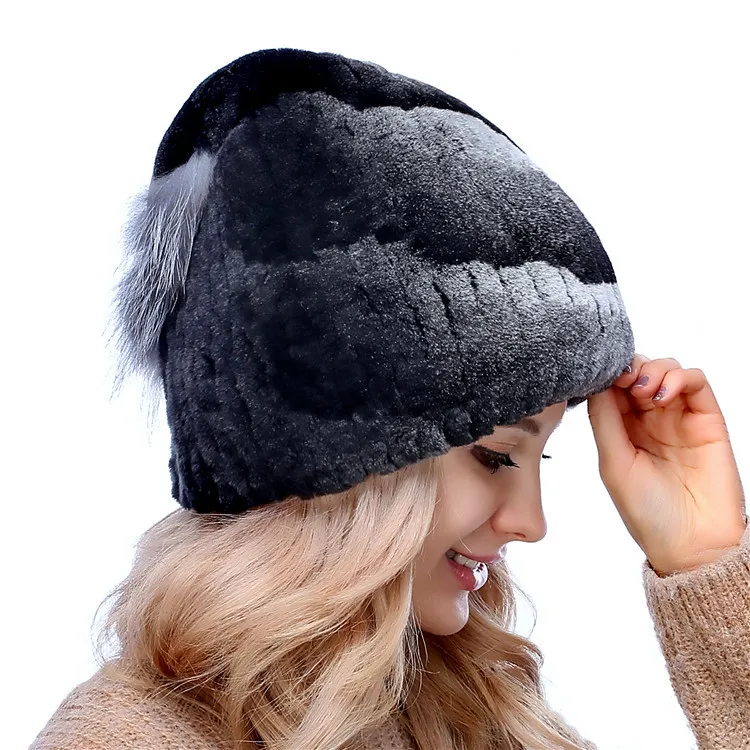 The new female han edition earmuffs beaver rabbit wool woven fur hat after fox hair thickening warm |
