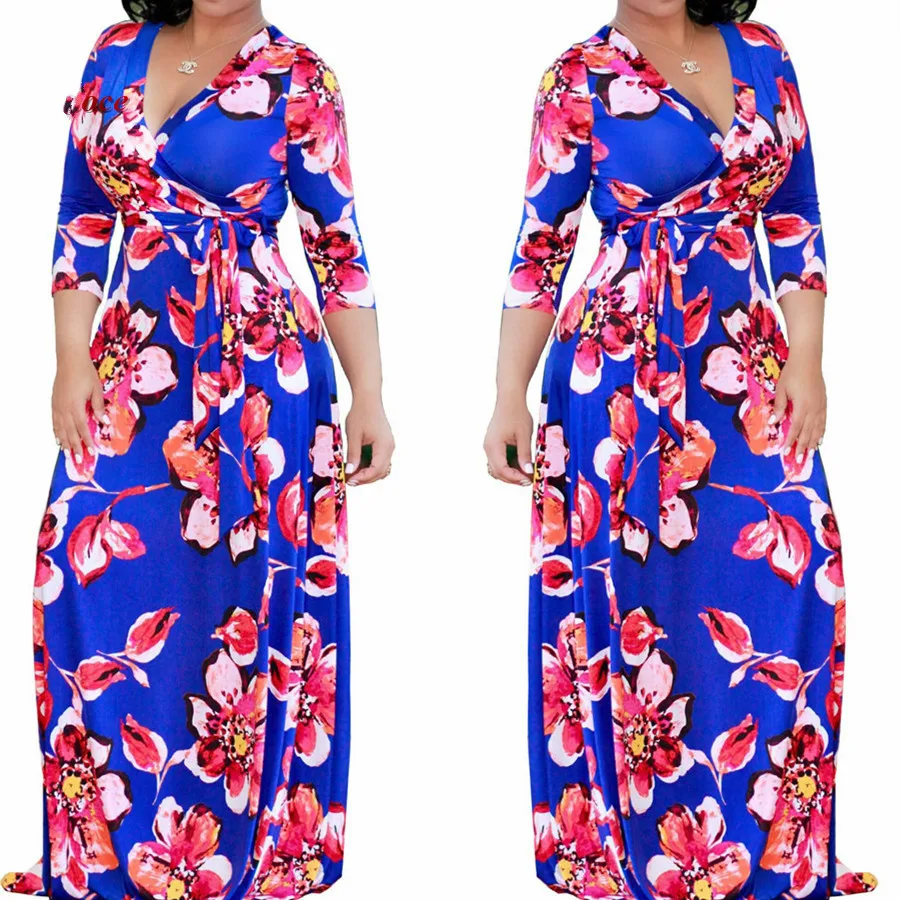 2018 в богемном стиле большого размера Длинное Платье женское осень-зима Туника