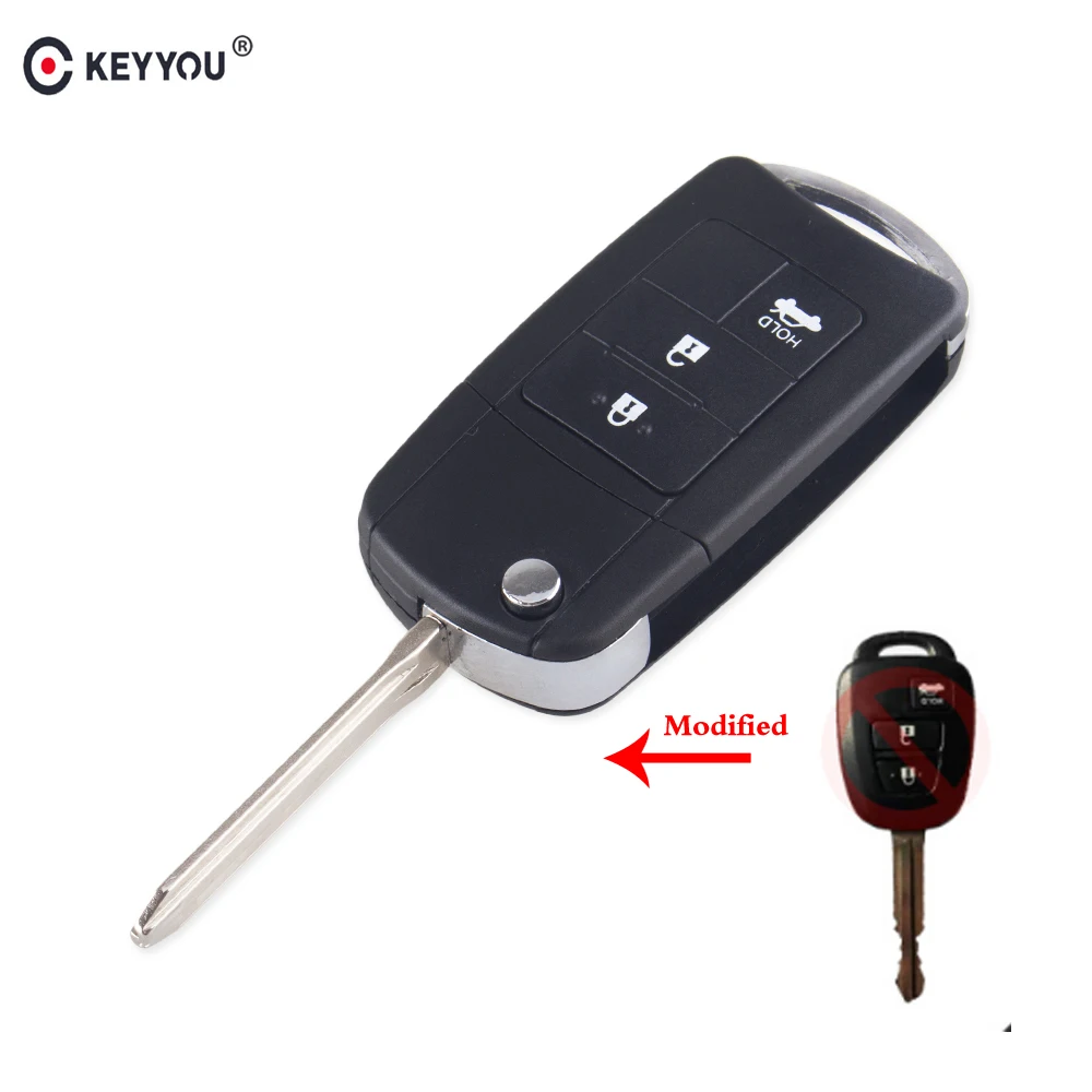 Модифицированный складной чехол брелок KEYYOU с 3 кнопками для TOYOTA Corolla Camry Reiz New Vios RAV4