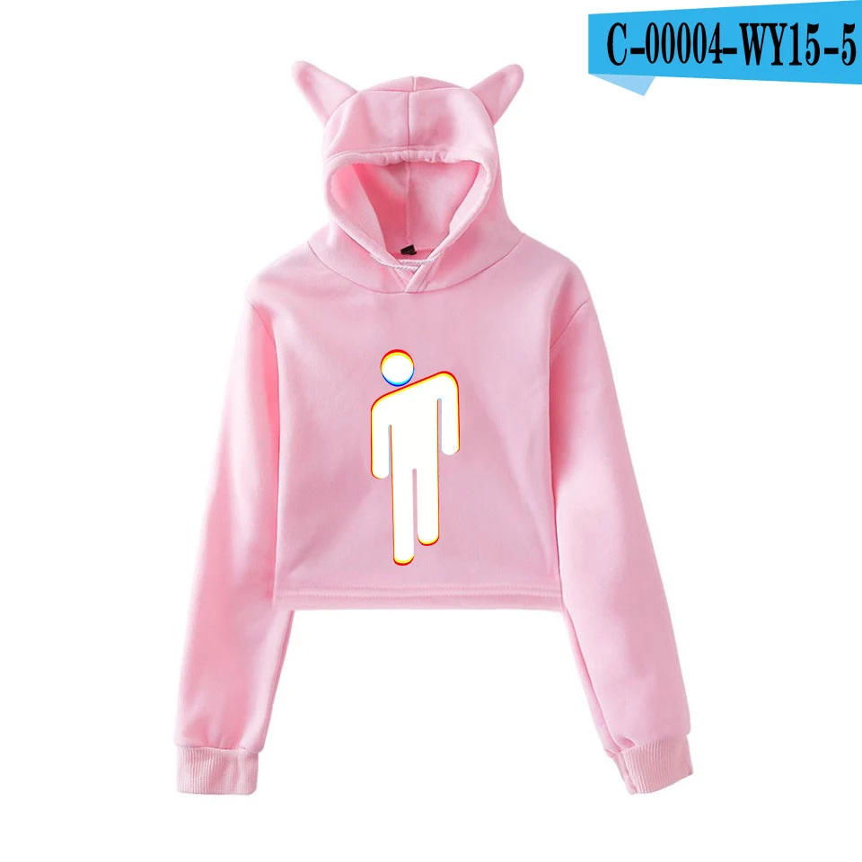 pink FADUN Tommee Billie Eilish модный тренд сала короткий кошачий Топ женские летние толстовки с капюшоном толстовка сексуальная Горячая Kpop Harajuku размера плюс - Цвет: pink