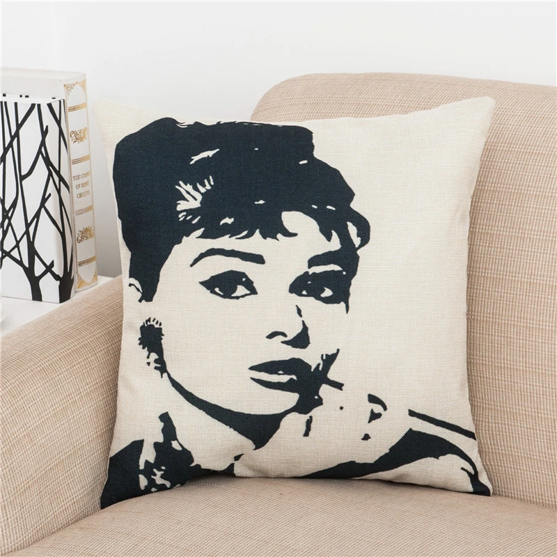 Famous Stars Cushion Cover Goddess Monroe Pillow Covers for Puff Sofa Seat Chair Linen Cotton Decorative Throw Cases | Дом и сад