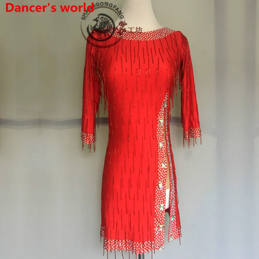 Настраиваемые цвета платье с кисточками для латинских танцев женское длинными