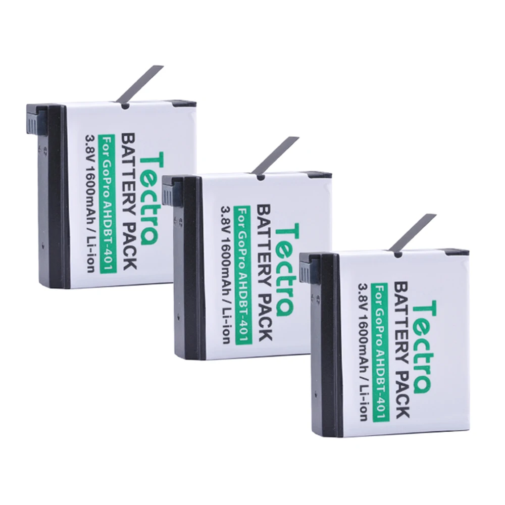 

Tectra AHDBT-401 AHDBT 401 3 шт./упак. 3,8 V/1600mAh литий-ионная батарея для экшн-камеры GoPro HERO4