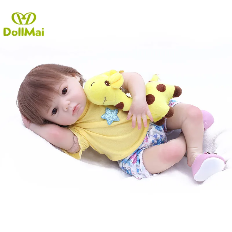 

43cm reborn Baby Girl boy Dolls real Soft Silicone Babies alive dolls Lifelike bebe real reborn bonecas with Giraffe doll