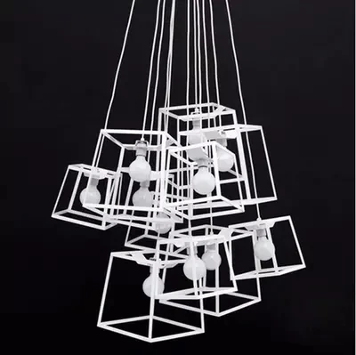 Современный минималистичный кубический подвесной светильник с рамкой простой