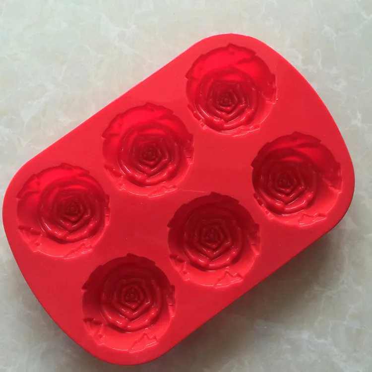 6 крупные цветы в форме розы силиконовая форма для выпечки Луна кухонные