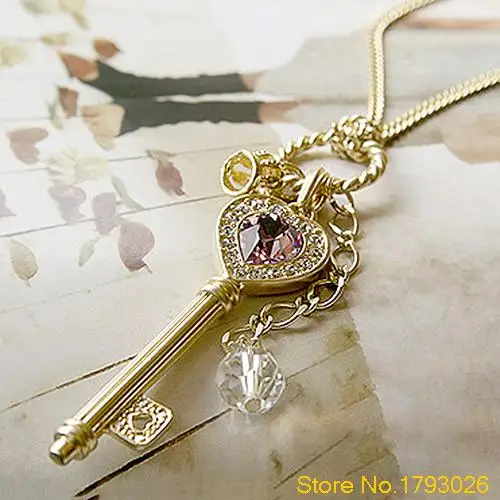 Модные любовь Золотая/Серебряная корона ключ любителей Цепочки и ожерелья для