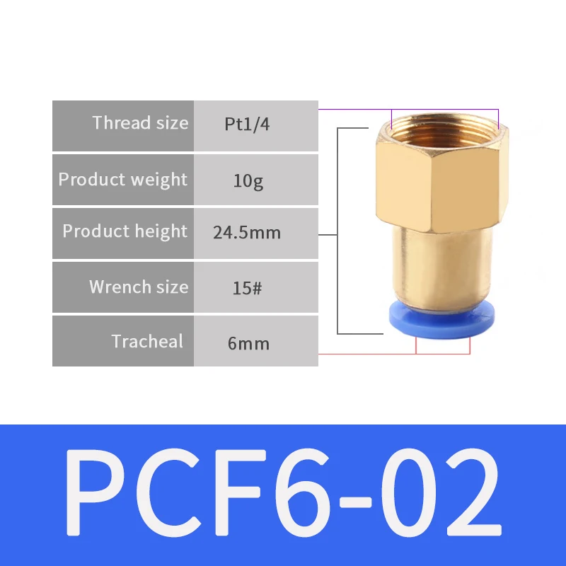 PCF6-02 1 шт. Пневматический быстрый соединитель PCF 4 мм 6 мм 8 мм 10 мм 12 мм шланг Воздушный фитинг 1/" 1/8" 3/" 1/2" BSPT Мужская резьба трубопроводная муфта - Цвет: PCF6-02