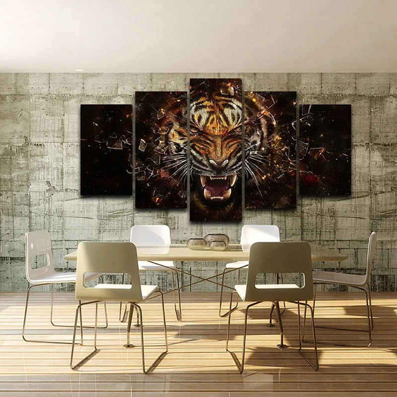 

Printed Decor for home Artistic Print drawing on Canvas wall art pictures Framed Spray Oil Painting Decoration Tiger Head AE0164