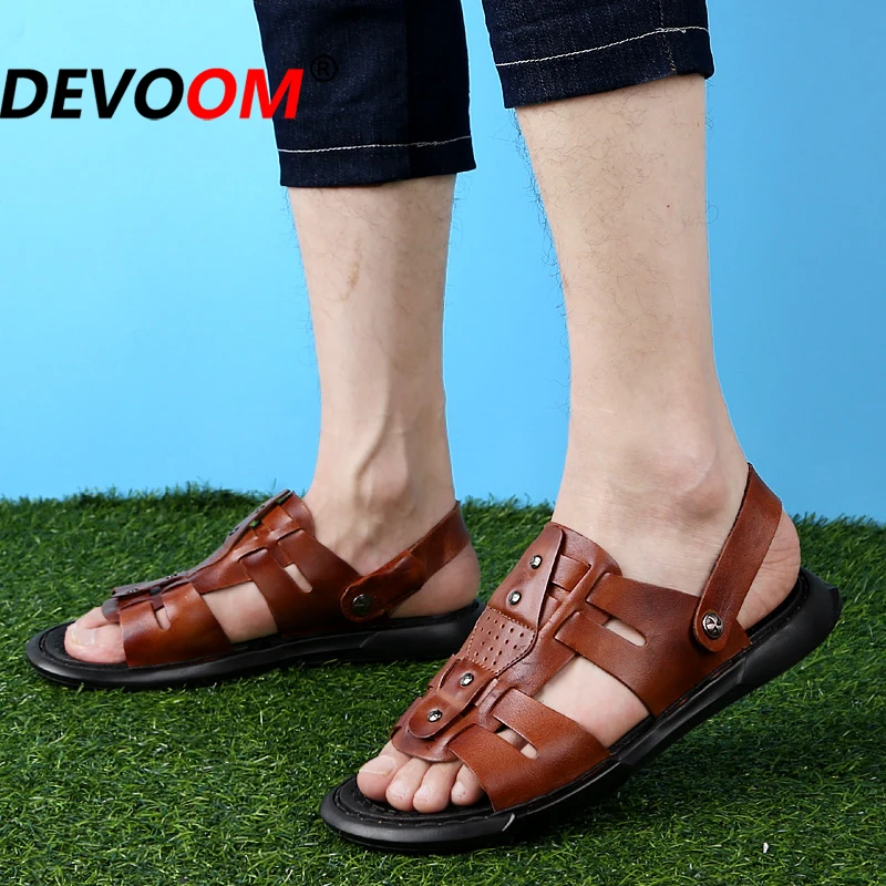 Летние уличные сандалии мужские мягкие пляжные туфли на плоской подошве