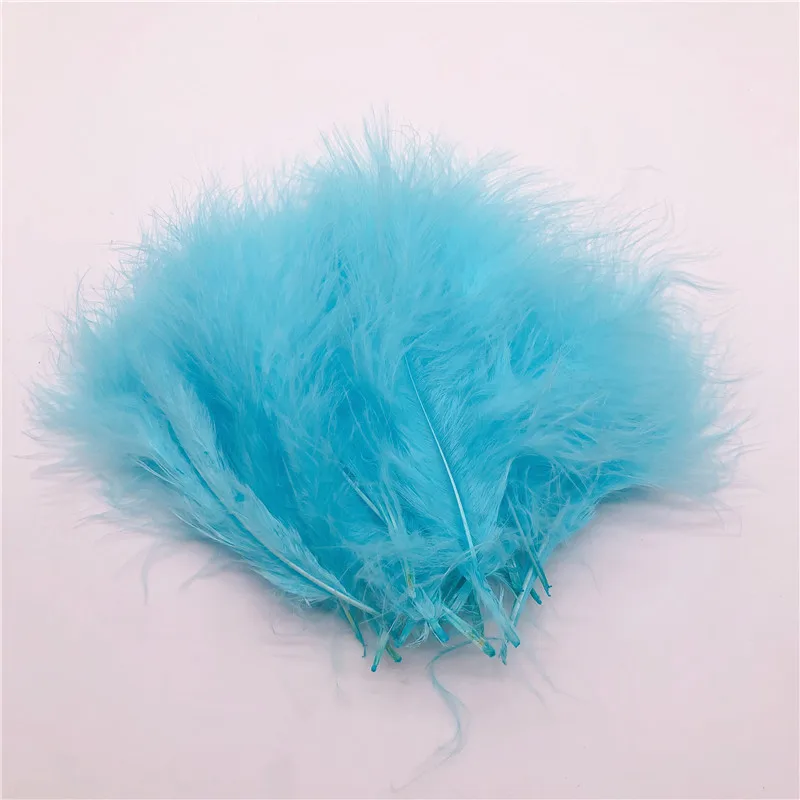Blue 50 шт. перья индейки 4-6 дюймов 10-15 см куриные Шлейфы перья индейки Марабу для карнавала Хэллоуин Рождество DIY Ремесло Декор - Цвет: Blue