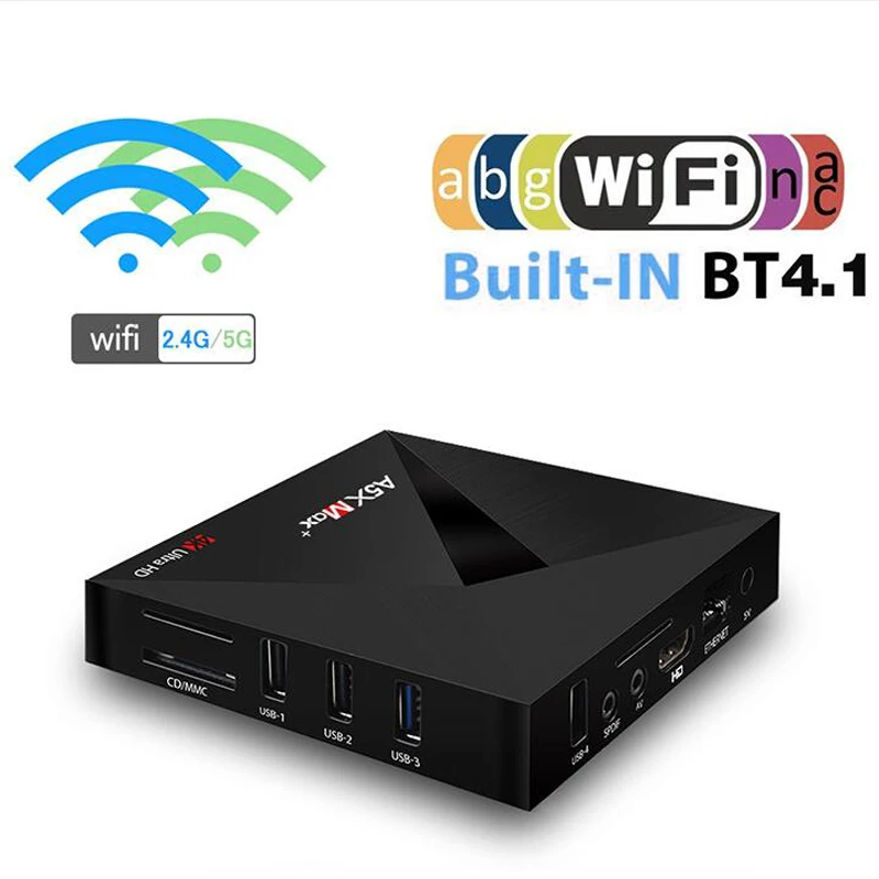 OTHA A5X Max 4 ГБ 32 Smart Android 7 1 ТВ Box двойной WiFi 1000 м LAN BT RK3328 Quad Core MINI PC VP9 H.265 HDR10 К