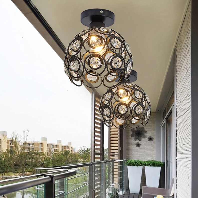 Винтажные потолочные светильники Лофт промышленный Железный потолочный светильник хрустальная лампа E27 Lamparas De Techo для спальни коридора Plafondlamp
