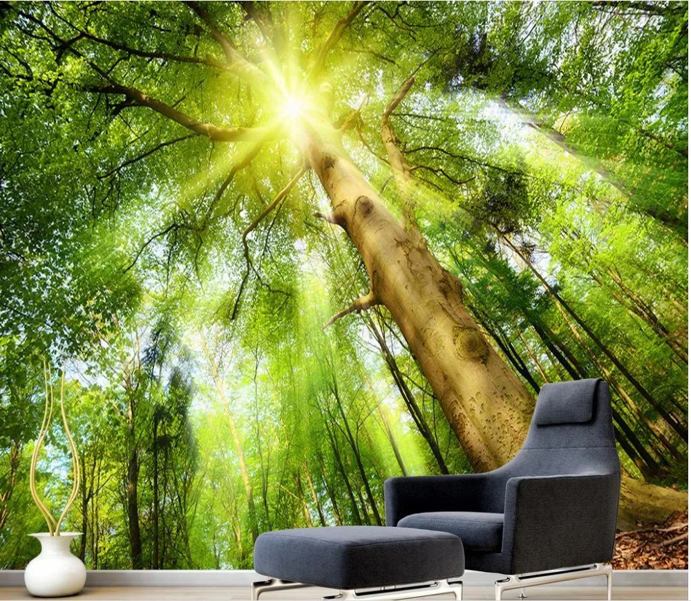 Пользовательские фото обои большой 3D диван ТВ фон настенной солнечные леса