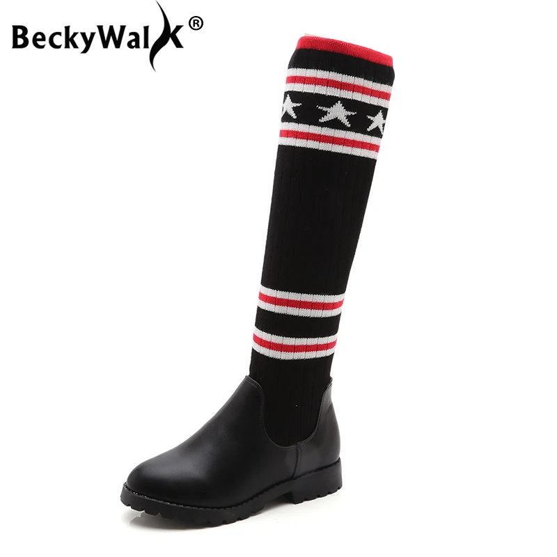 Детские длинные сапоги BeckyWalk Сапоги выше колена элегантная обувь для принцессы