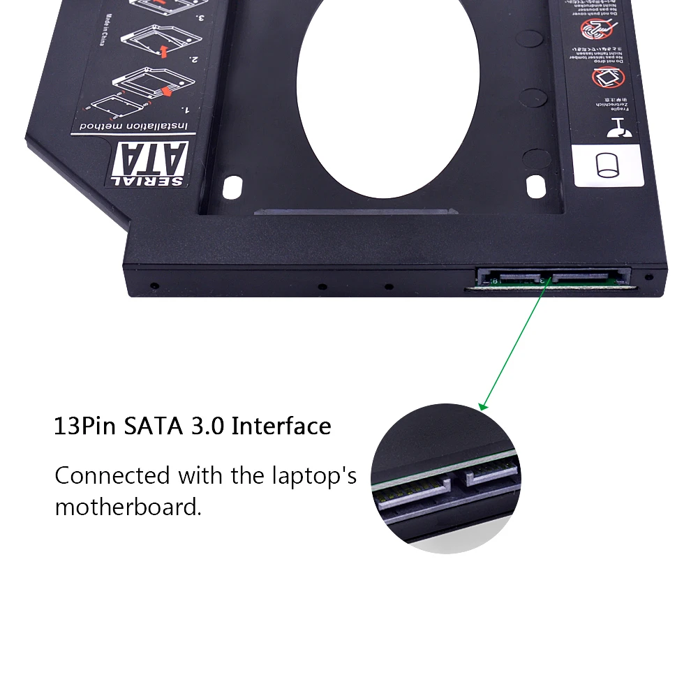 Корпус CHIPAL для второго жесткого диска корпус 9 5 мм SATA 3 0 2 дюйма ТБ 7 DVD-ROM ноутбука