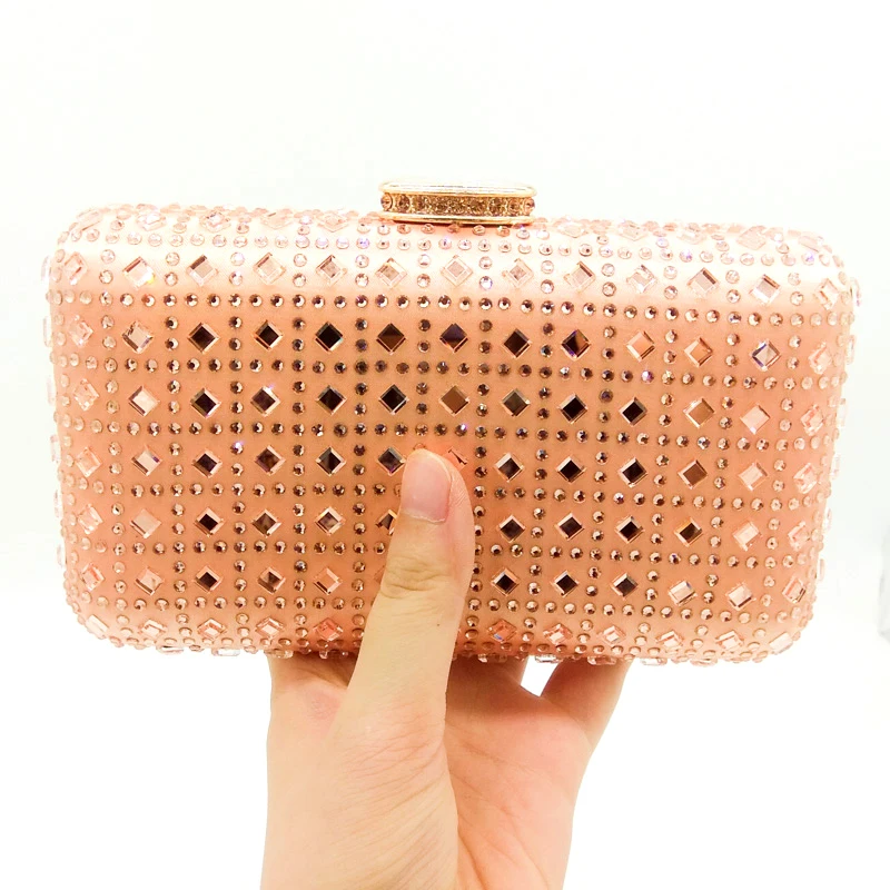 Boutique De FGG розовый клатч с кристаллами цвета шампанского, вечерняя сумочка, женские свадебные сумочки с бриллиантами, сумка для невесты