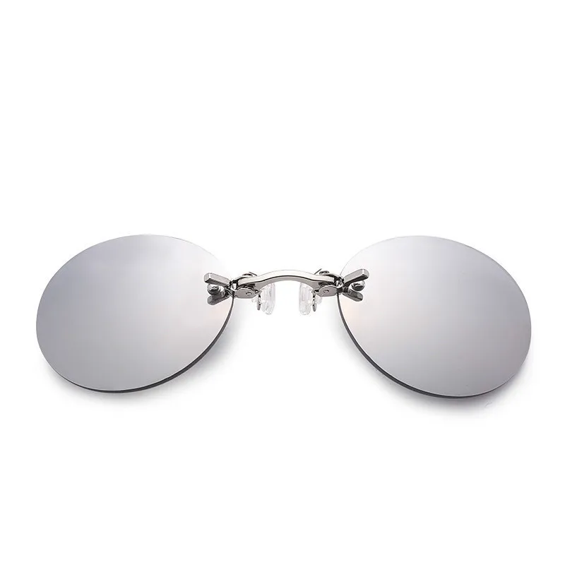 Fashion Clip On Nose Sunglasses Men Vintage Mini Round Sun Glasses Hacker Empire Matrix Morpheus Rimless UV400 | Аксессуары для