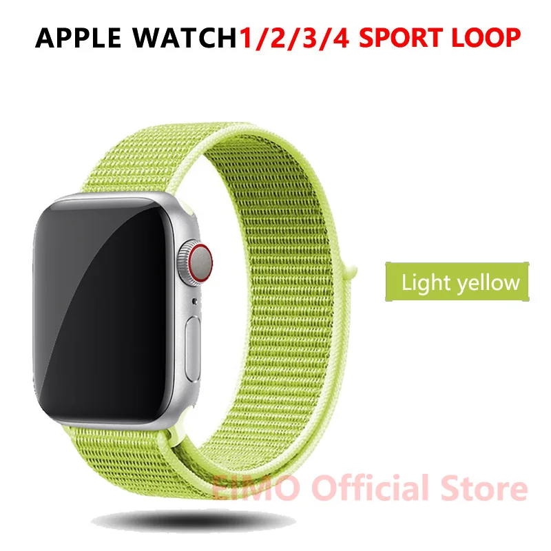 Light yellow Ремешок для apple watch band 44 мм correa apple watch 5 4 band 3 2 iwatch band 42 мм 38 мм 40 мм спортивный нейлоновый браслет - Цвет ремешка: Light yellow