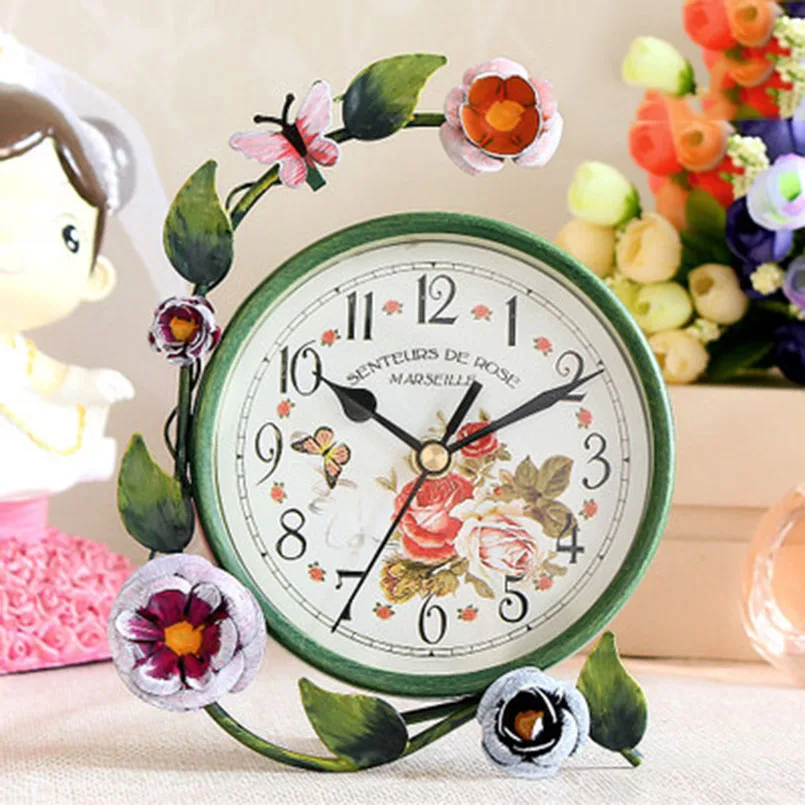 Европейский стиль с цветком бесшумные простые игольчатые часы бытовые