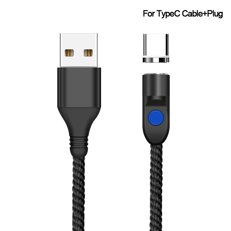 Black For Type C Магнитный Кабель зарядного устройства микро-usb type C 3A зарядный провод для iPhone x xr oneplus 6t samsung s9 Microusb шнур Кабели для мобильных телефонов - Цвет: Black For Type C