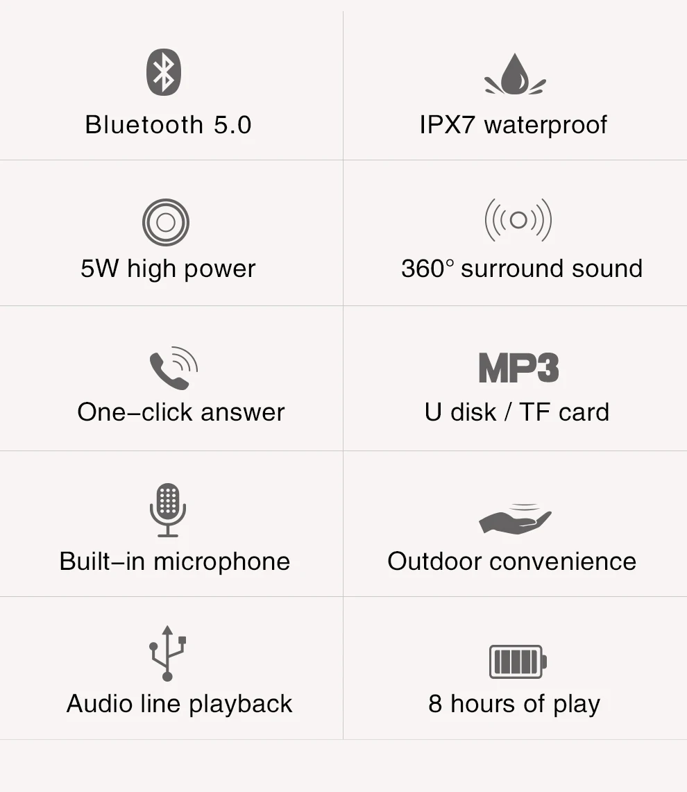 Portable wireless Bluetooth Speaker with FMradio and Stereo 3D Bass Sound Water&Dust&Fall Proof Handfree 1200mah Built-in Power
