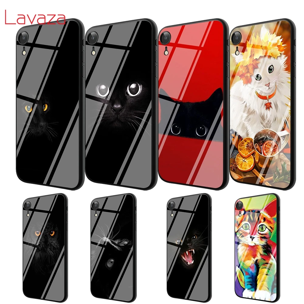 Чехол Lavaza T14 из ТПУ с черным кошачьим глазом и закаленным стеклом для iPhone 6 6S 7 8 Plus 5