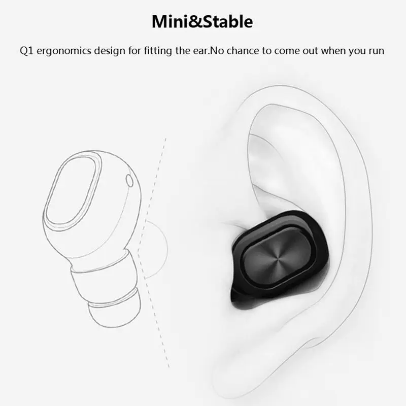 Q1 Микро Мини Bluetooth наушники беспроводные HD стерео звук музыкальные с