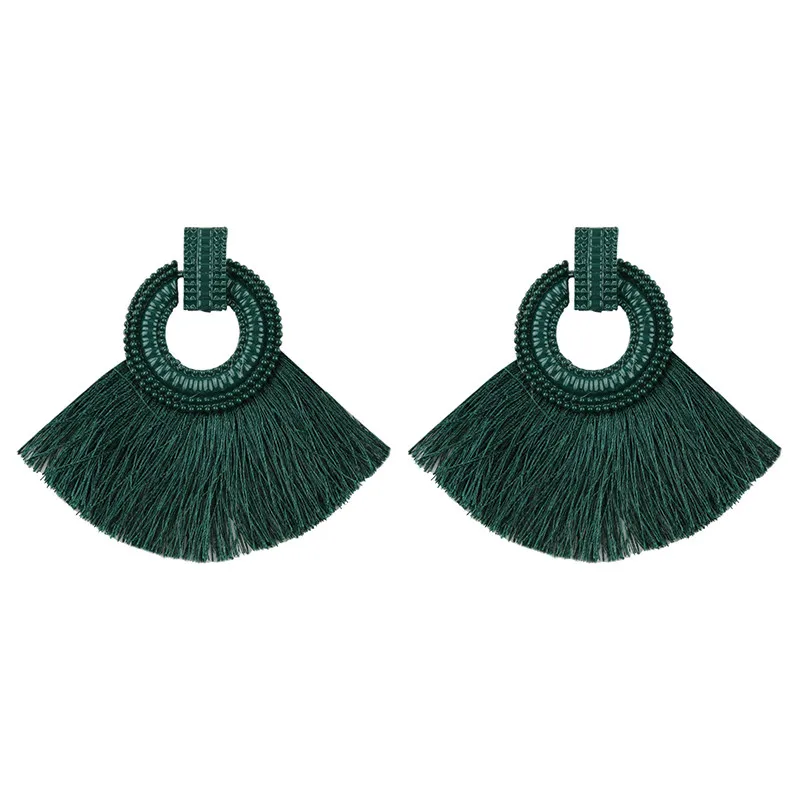 green 30 Girlgo Горячие Za Зеленые Бусины Висячие серьги для женщин модные ювелирные изделия этнический бисер эффектные пальчиковые Серьги Висячие Brincos Ювелирные Изделия - Окраска металла: green 30