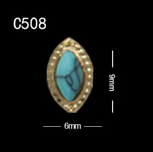 C508 10 шт./лот Японский Корейский тренд Лето ретро золотая основа плюс трещина бирюзовый камень дизайн 3D сплав для дизайна ногтей ювелирные изделия Поставщик - Цвет: C508