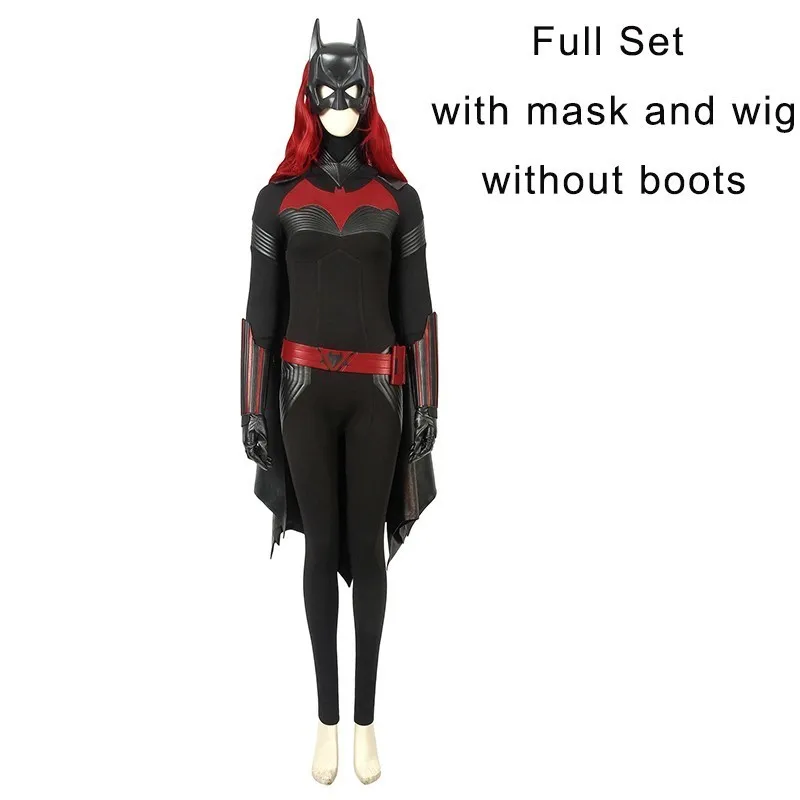 Костюм Batwoman Катрин Ребекка Kate Kane Косплей Brightbat взрослый DC Comics Хэллоуин Карнавал Полный комплект с ботинками парик женский - Цвет: without boots