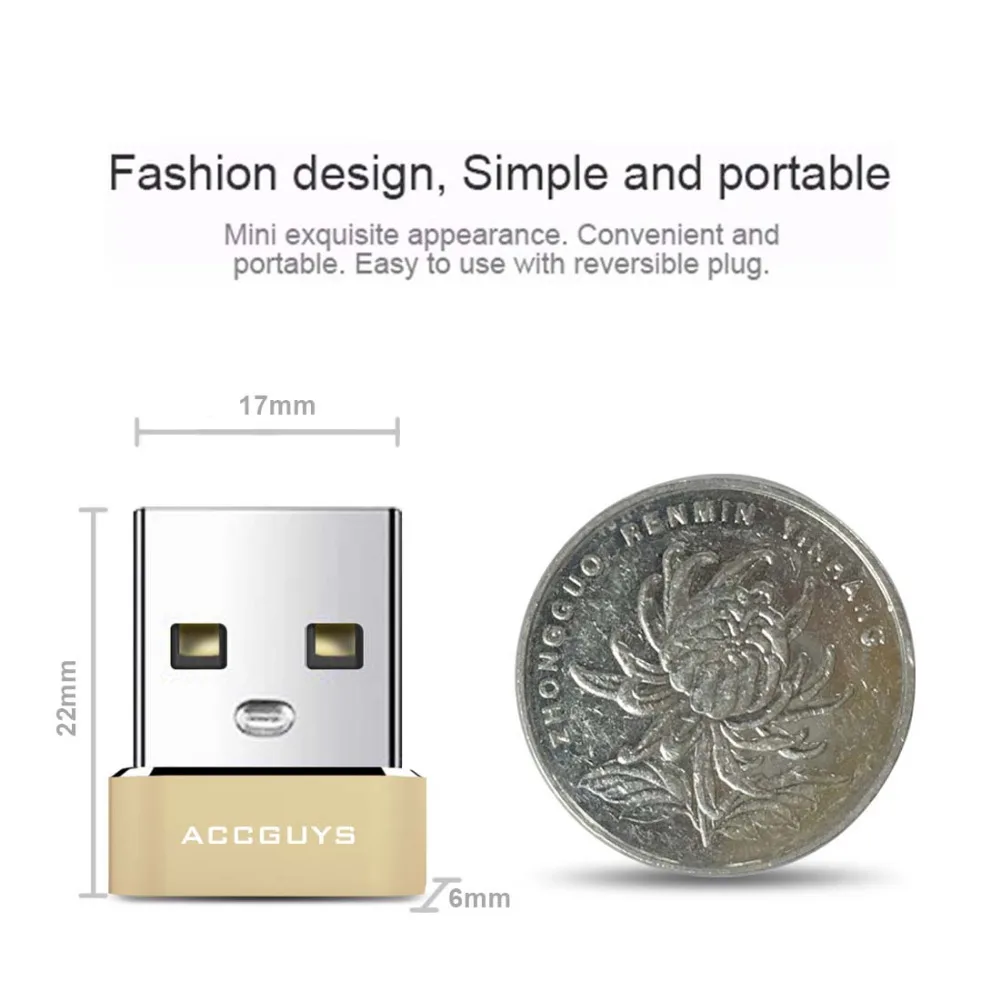 Переходник ACCGUYS Type-C Female to USB для быстрой зарядки и передачи данных мобильных