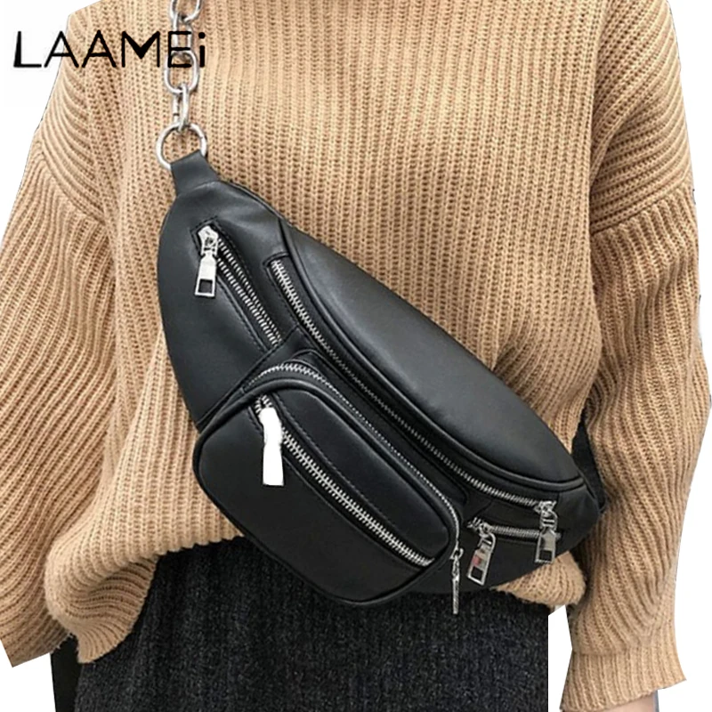 Laamei из искусственной кожи, сумка на молнии, Женская поясная сумка, модный пояс, нагрудная сумка, сумка для путешествий, денег, телефона, сумки для женщин, роскошная забавная сумка