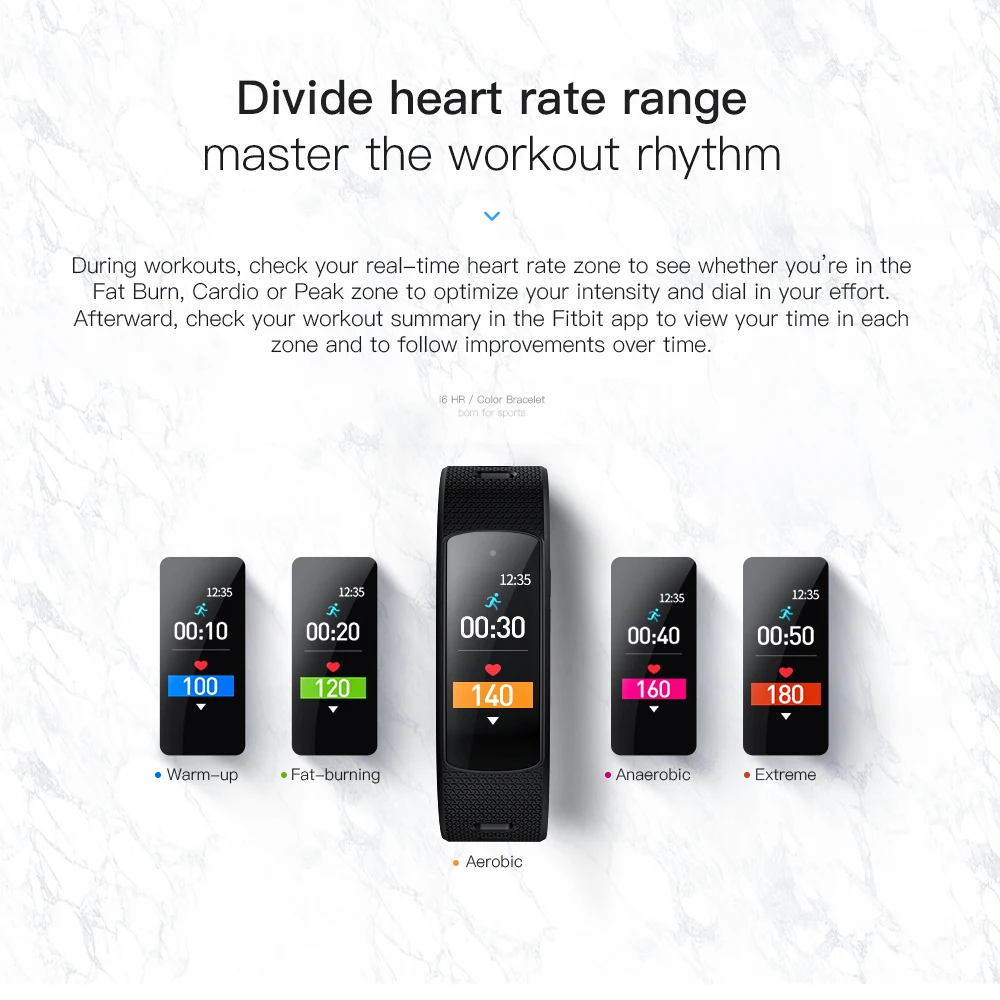 IWOWNfit I6HRC Smart Браслет Heart Rate время Фитнес браслет крови Давление трекер Band 0 96 ''OLED