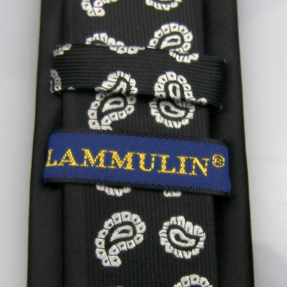 LAMMULIN Галстуки Новый мужской костюм шейный галстук Серебряный Пейсли с черными