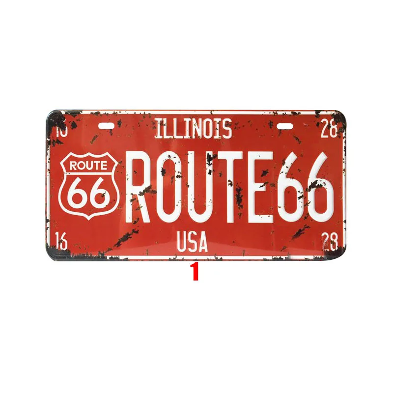 Номер машины, металлическая пластина, Ретро стиль, США, Декор, Route 66, Оловянная вывеска, бар, паб, гараж, металлические вывески, декоративная металлическая доска, 15x30 см