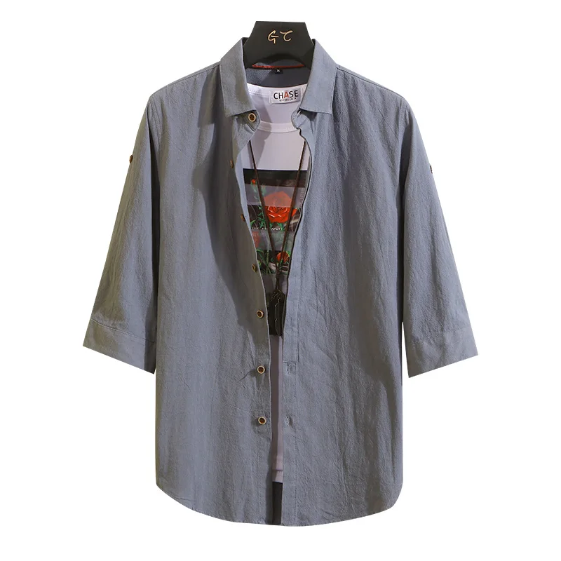 Сплошной цвет рубашки мужские 2019 Новая Летняя мода Homme s 100% хлопковые с коротким