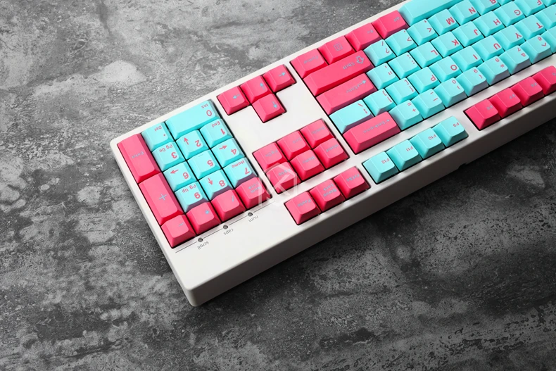 Pbt doubleshot колпачки для ключей вишневый профиль miami colorway ansi 104 механическая