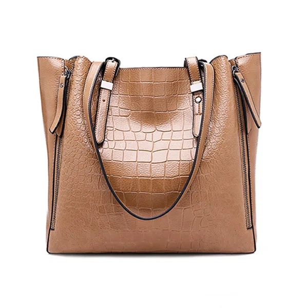 Khaki Large Bag Большая вместительная кожаная сумка через плечо для женщин большая Повседневная брендовая дизайнерская женская сумка дамская ручная сумка bolsa feminina - Цвет: Khaki Large Bag