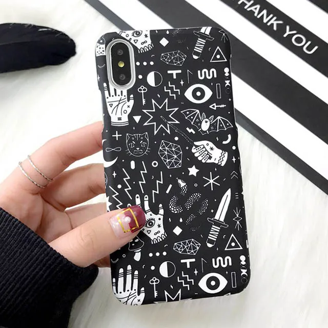 Style 2 Ретро чехол для телефона с динозавром LACK для iphone XS Max X XR 8 7 6 S Plus 5 5S SE задняя крышка модный геометрический художественный чехол s Жесткий PC Capa - Цвет: Style 2